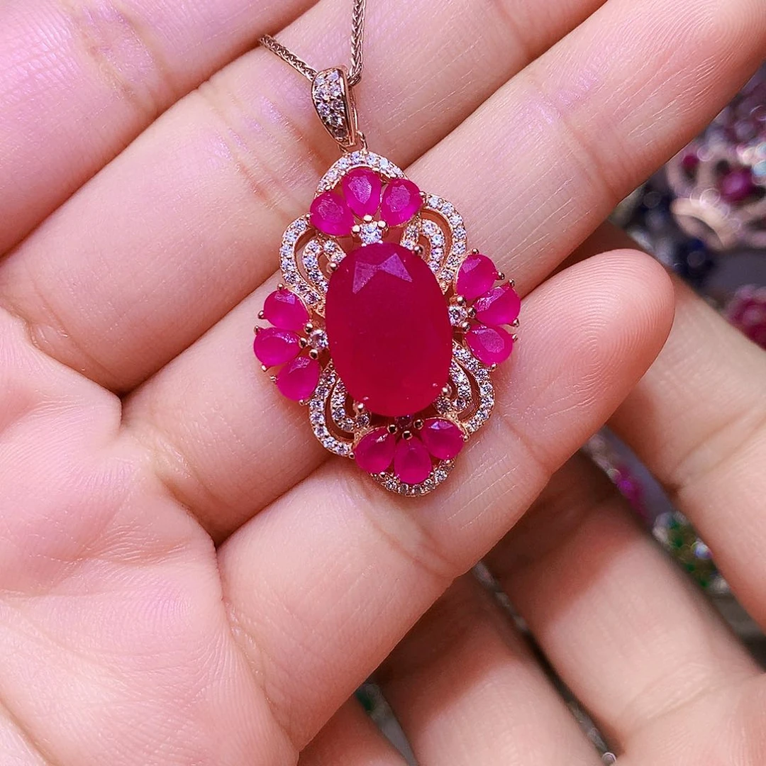 颈饰银S925镶嵌红宝石