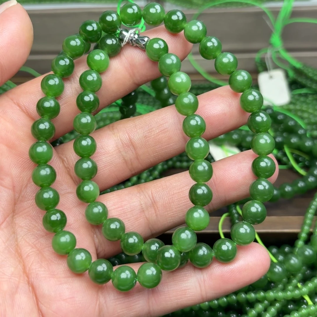 和田玉未镶嵌颈饰碧玉冰阳绿卡8项链 买一发一