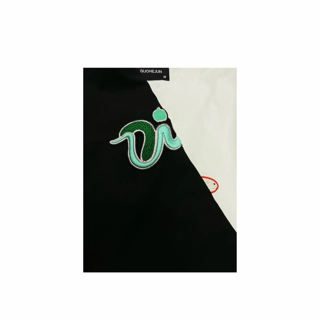 【玩潮牌】*刺绣蛇*25年重工刺绣潮牌宽松休闲半袖333-33