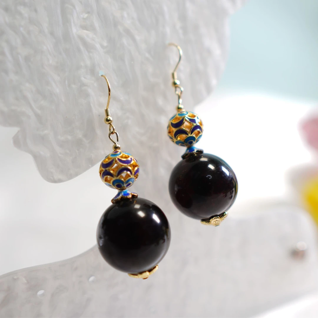 臻雅珠宝-翳珀耳坠20+缅甸天然翳珀福禄时尚经典轻奢设计S925银