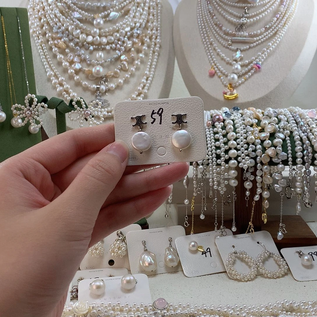 淡水珍珠耳饰银S925镶嵌