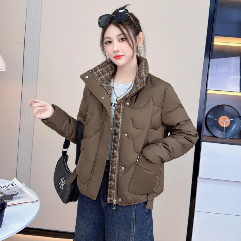 爆款女装2025冬季新款时尚洋气棉服外套女拼接小个子短款保暖棉衣