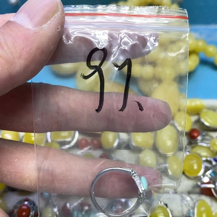 蜜蜡裸石银S925镶嵌戒指