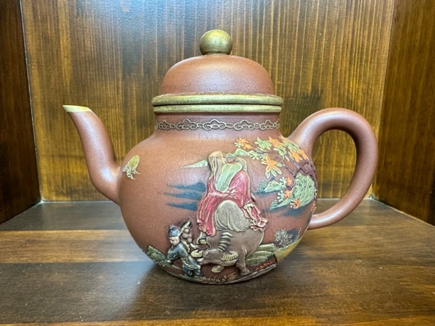红泥掇球描金老壶600CC