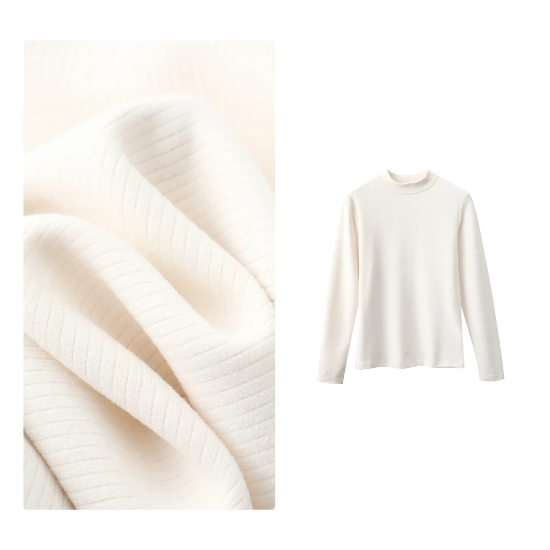 B 门店20&9！山茶花香衣」BI入基础立领修身打底衫上衣女 C23890