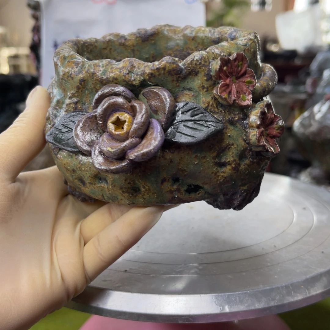 红陶粗砂陶瓷花盆