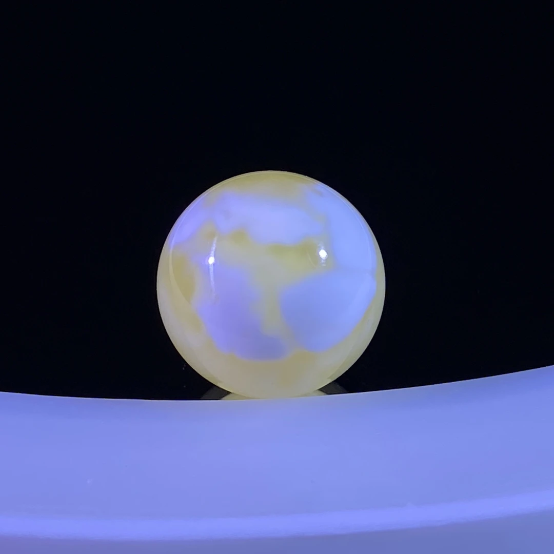 14.8mm漆瓷白蜜蜡圆珠 全品配串好看妖