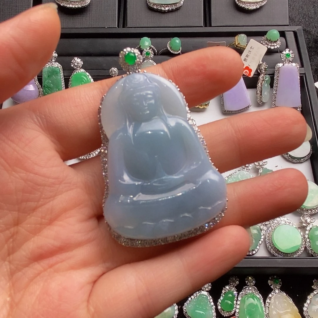 翡翠银S925镶嵌颈饰天然翡翠