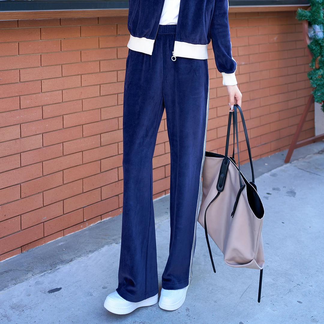 ToyzY新款天鹅绒宽松舒适保暖休闲时尚显直筒瘦休闲裤ZC34520500