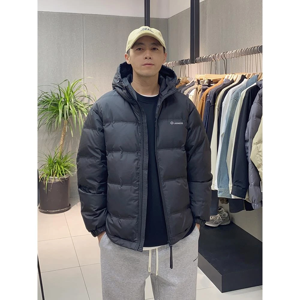 杜拉妮美式冬季新款90白鸭羽绒服简约保暖连帽轻薄羽绒服男式外套