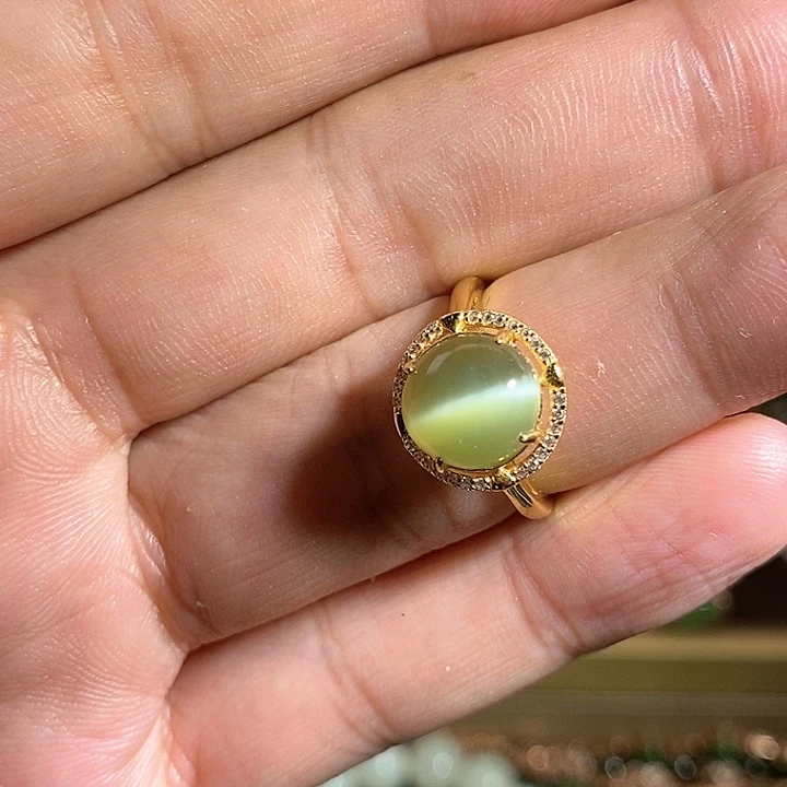 【闪购商品】银S925镶嵌戒指和田玉（碧玉）