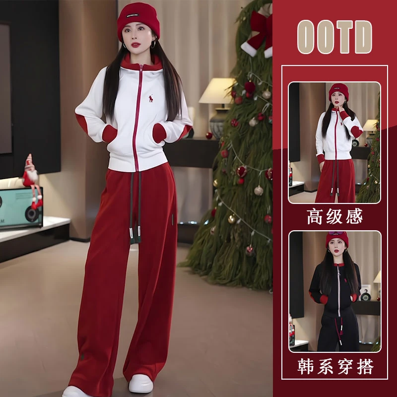 2025年秋冬季新款跑步服两件套女今年流行休闲显瘦搭配运动服套装