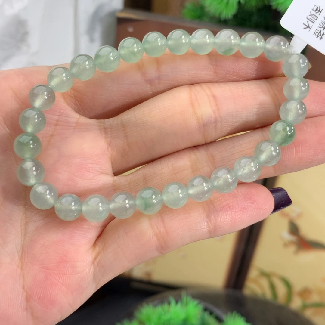翡翠未镶嵌手串卡6.5冰种晴飘花手串