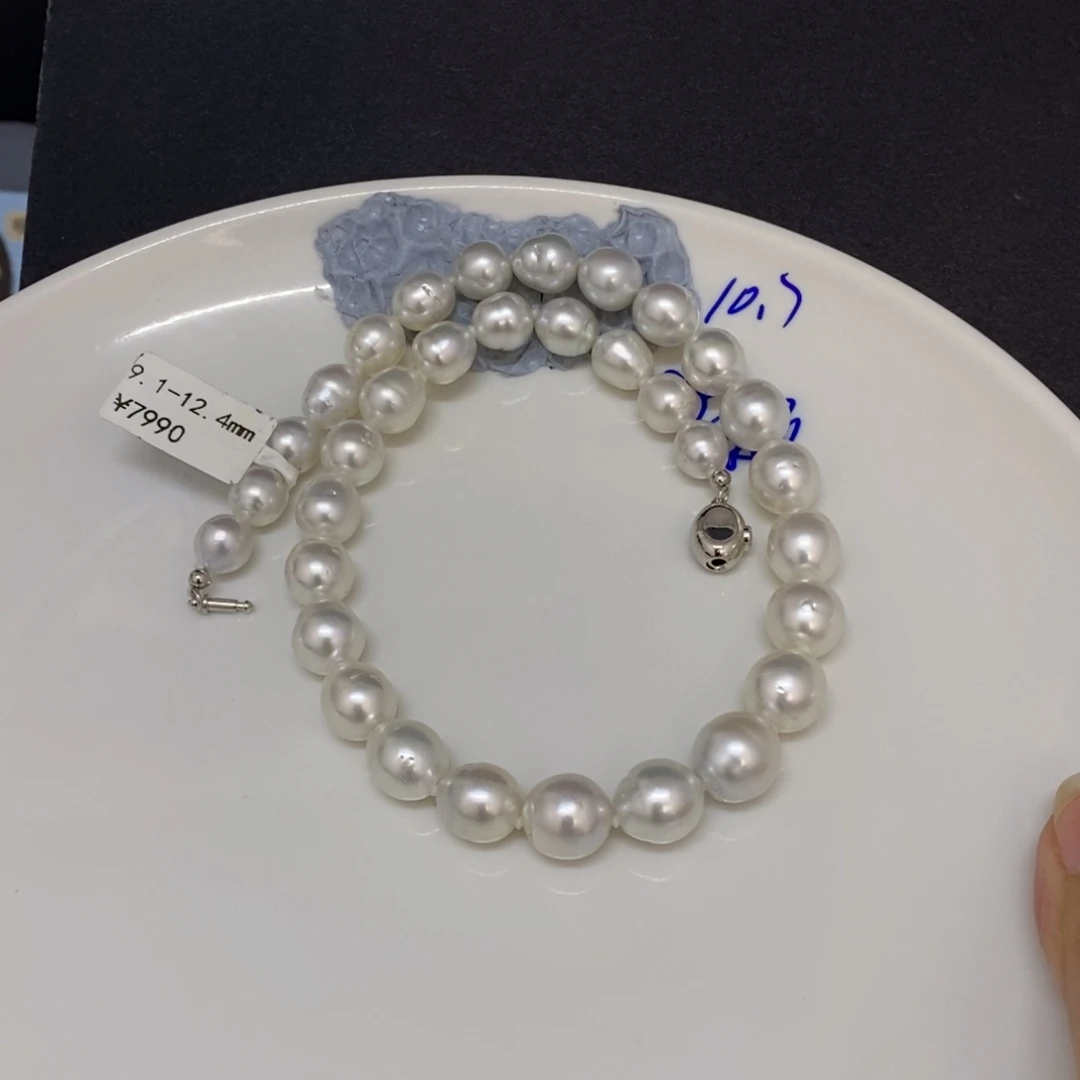 未镶嵌海水珍珠项链擅*忆澳白项链9.1-12.4m m忙