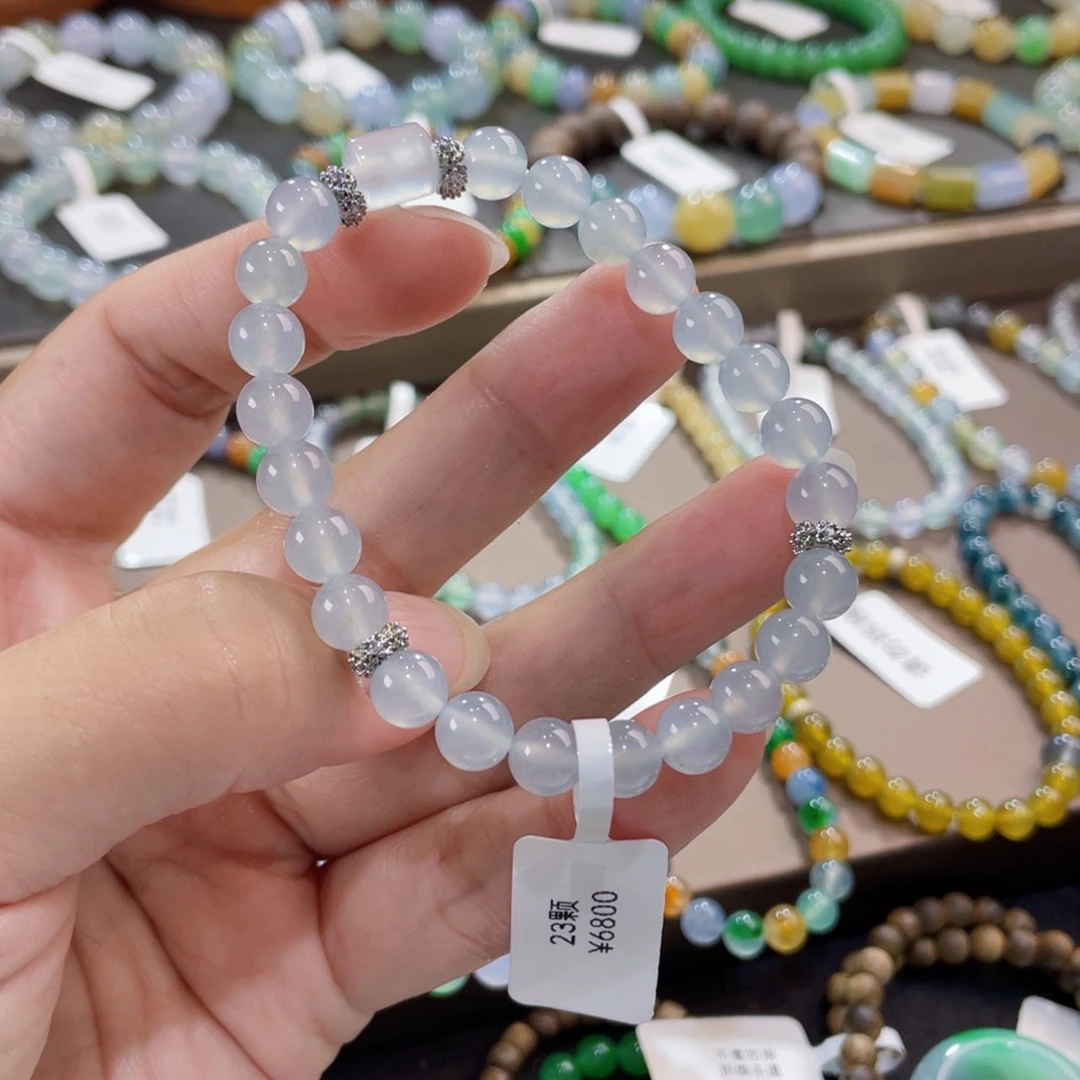 未镶嵌手链翡翠卡7,3冰蓝底