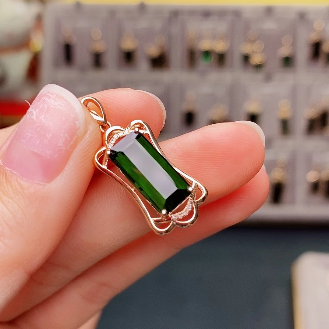 吊坠碧玺18K金镶嵌碧玺