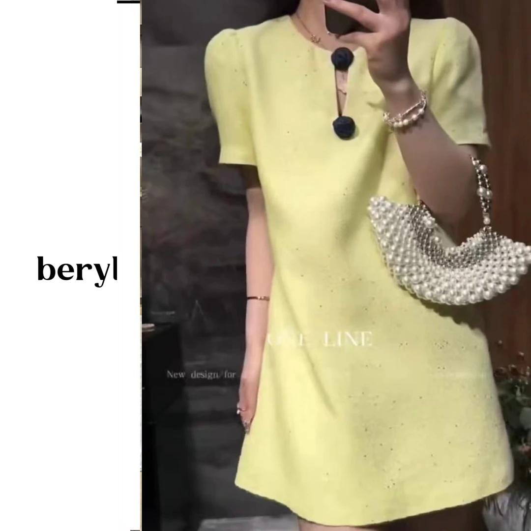 2025夏季法式小香风名媛气质设计师款女装连衣裙B523