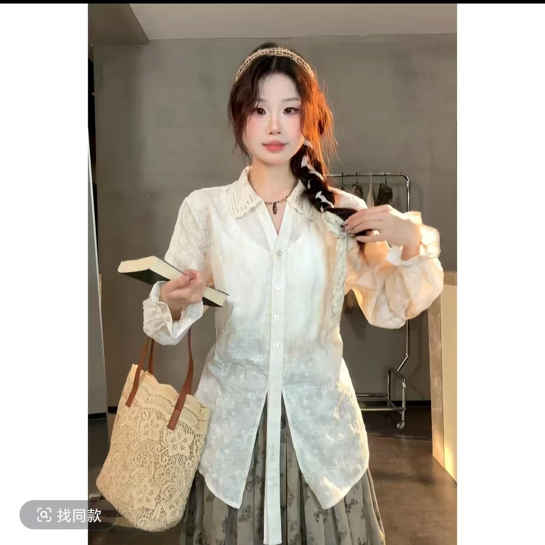 小众设计感长袖衬衫秋季新款时尚宽松休闲百搭气质显瘦上衣