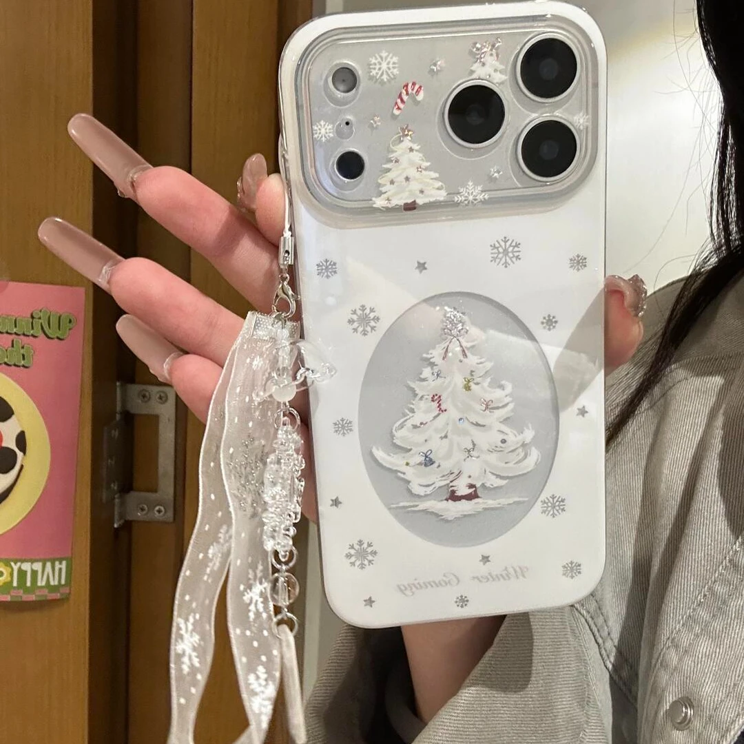 韩系ins白色圣诞雪花树适用iPhone17promax苹果16pro手机壳1514