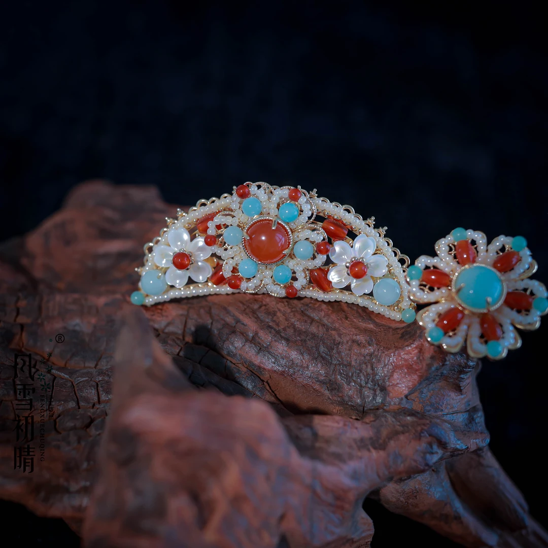 辰小兮霓裳月系列发冠朵簪原创手工汉服复古国风超仙明制发饰品