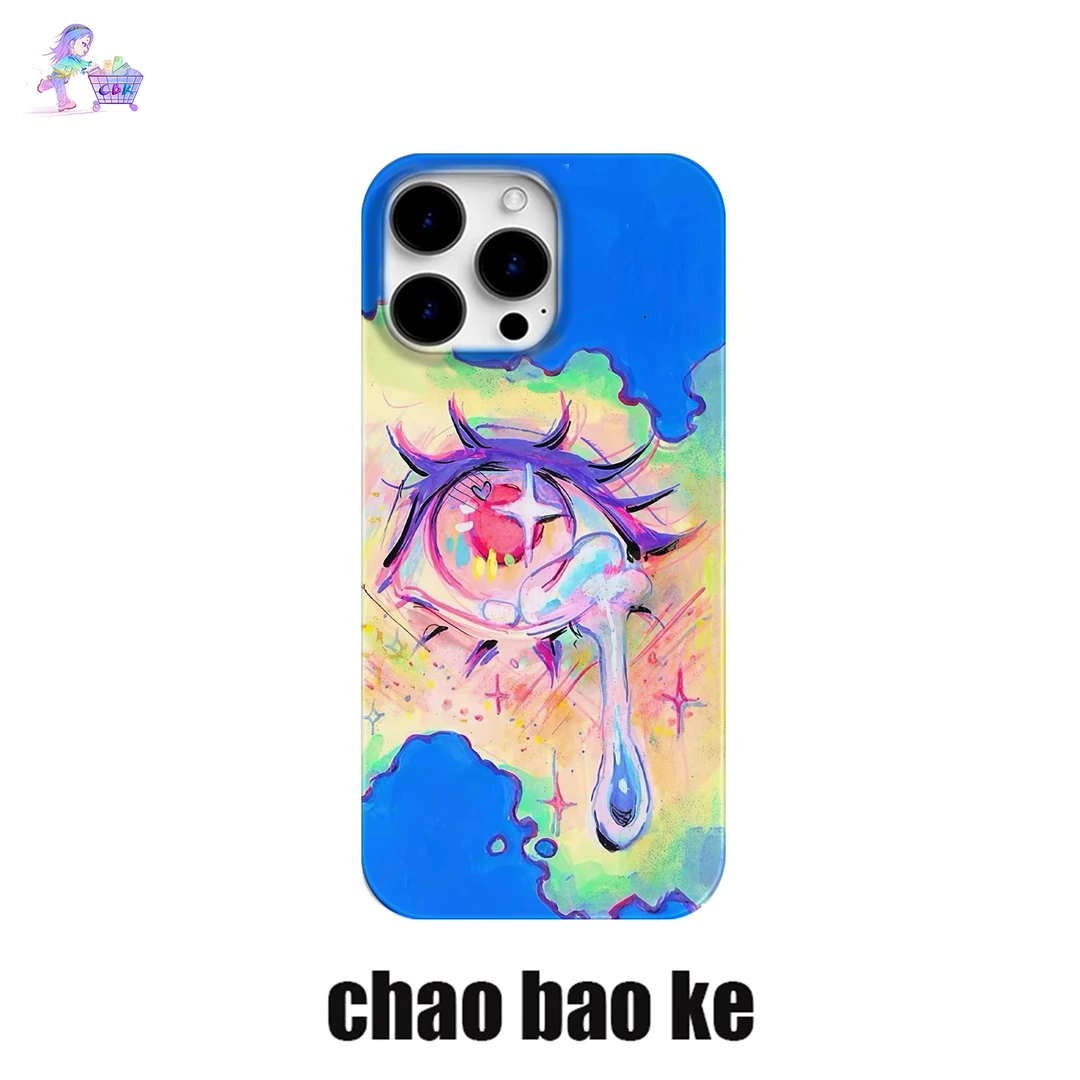 油画蓝眼睛适用于苹果16promax手机壳iphone15pro小众14/13创意12