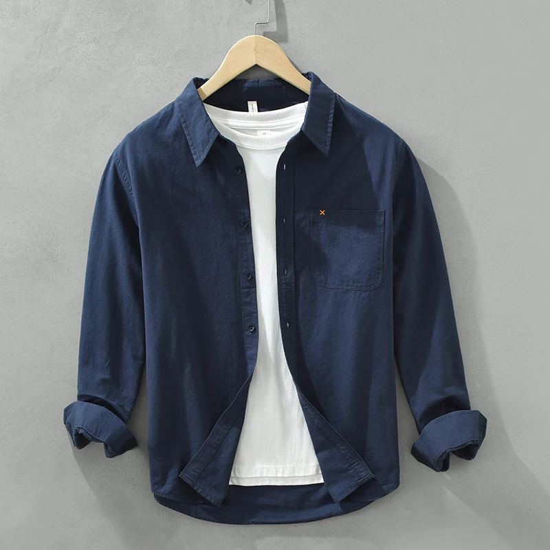 衬衫男2025秋季新款日系休闲长袖衬衣男士工装纯棉上衣高级感外套