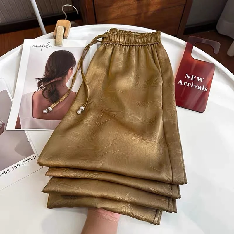 新款中式风流苏松紧腰多色长裤