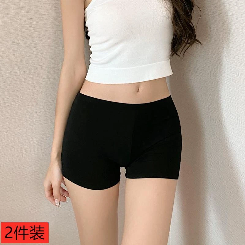 黑色莫代尔不卷边安全裤防走光女士打底裤外穿无痕紧身短裤薄款夏