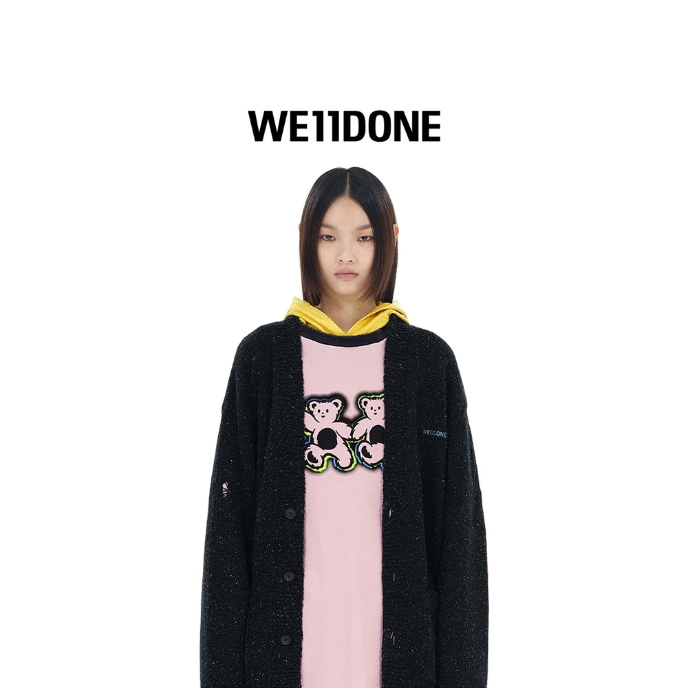 【反季甄选 25早春新品】WE11DONE摇滚风做旧V领针织开衫25-650