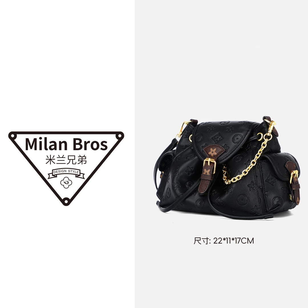 【米兰兄弟】春夏新款斜挎手提单肩包压纹慵懒风托特包CK8377骑士黑