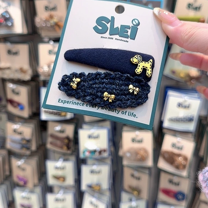 藏蓝色狗蝴蝶结掰掰夹