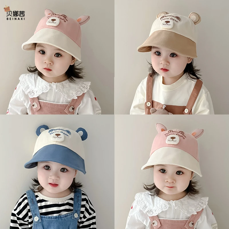 Beinaqian/贝娜茜婴儿帽子春秋季男宝宝女卡通遮阳帽婴幼儿渔夫帽