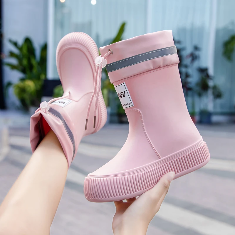 雨鞋女款中筒防水防滑男士雨靴户外钓鱼专用厚底耐磨束口水靴防臭