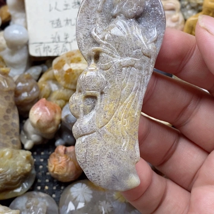 颈饰未镶嵌硅化珊瑚（珊瑚玉）