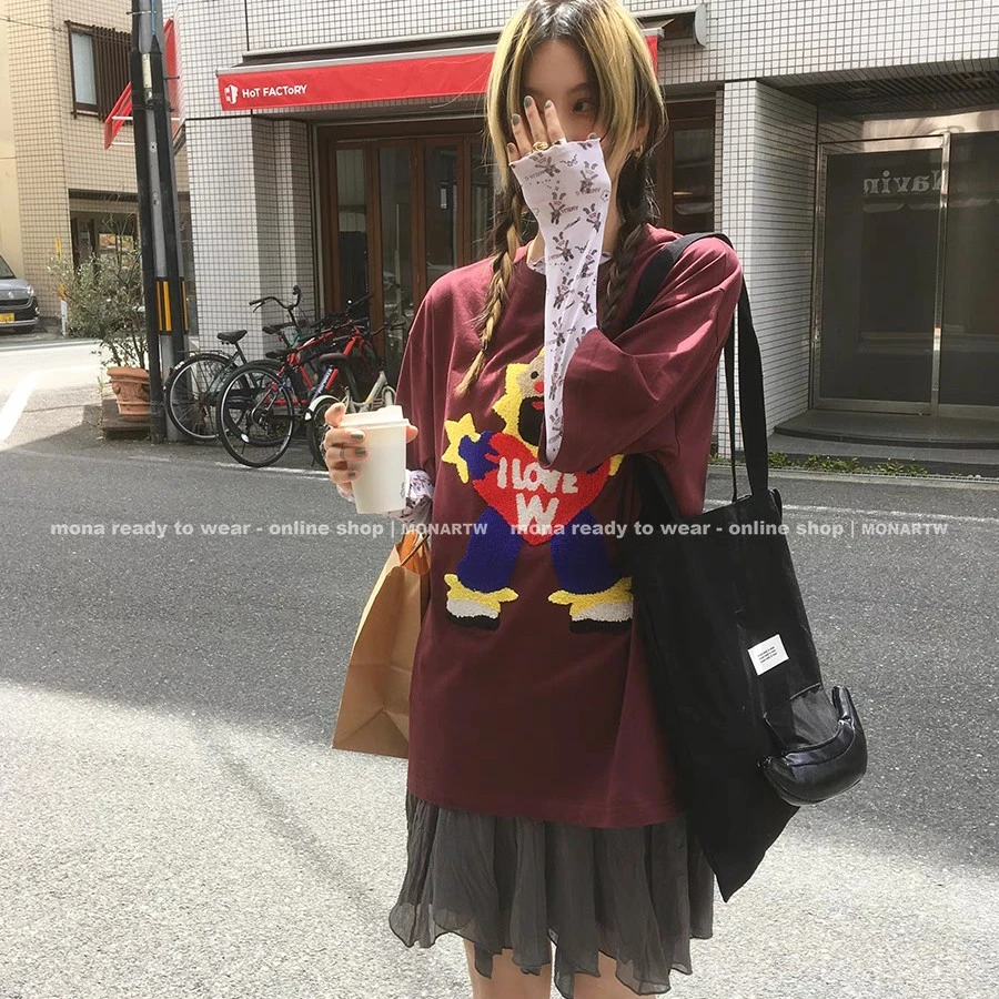 MONA 潮流印花宽松oversize休闲慵懒风 T恤上衣女 2025夏季新款