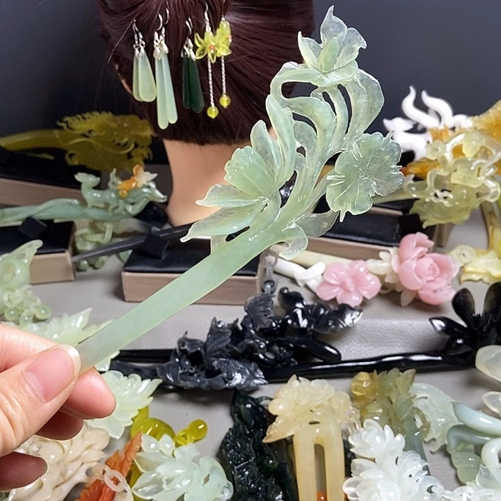 岫玉未镶嵌发簪发簪