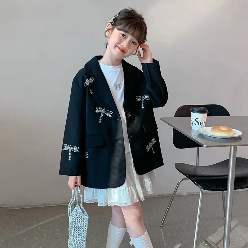 女童西装外套春秋款2025新款儿童女孩洋气时髦上衣大童春装小西服