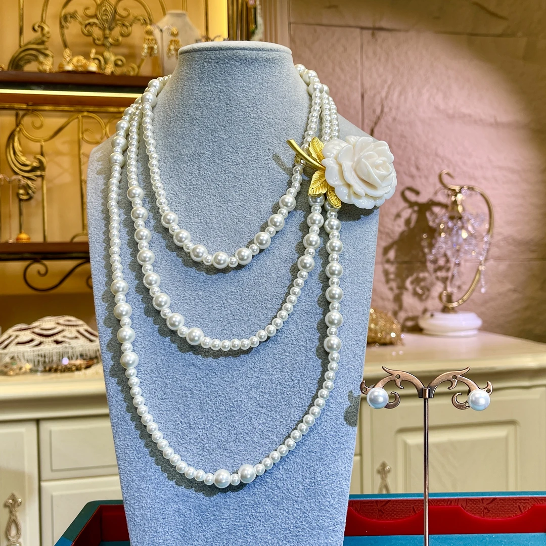 铜合金玻璃项链 S【04313】瑾|瑟异域宫廷复古项链耳钉胸针套装