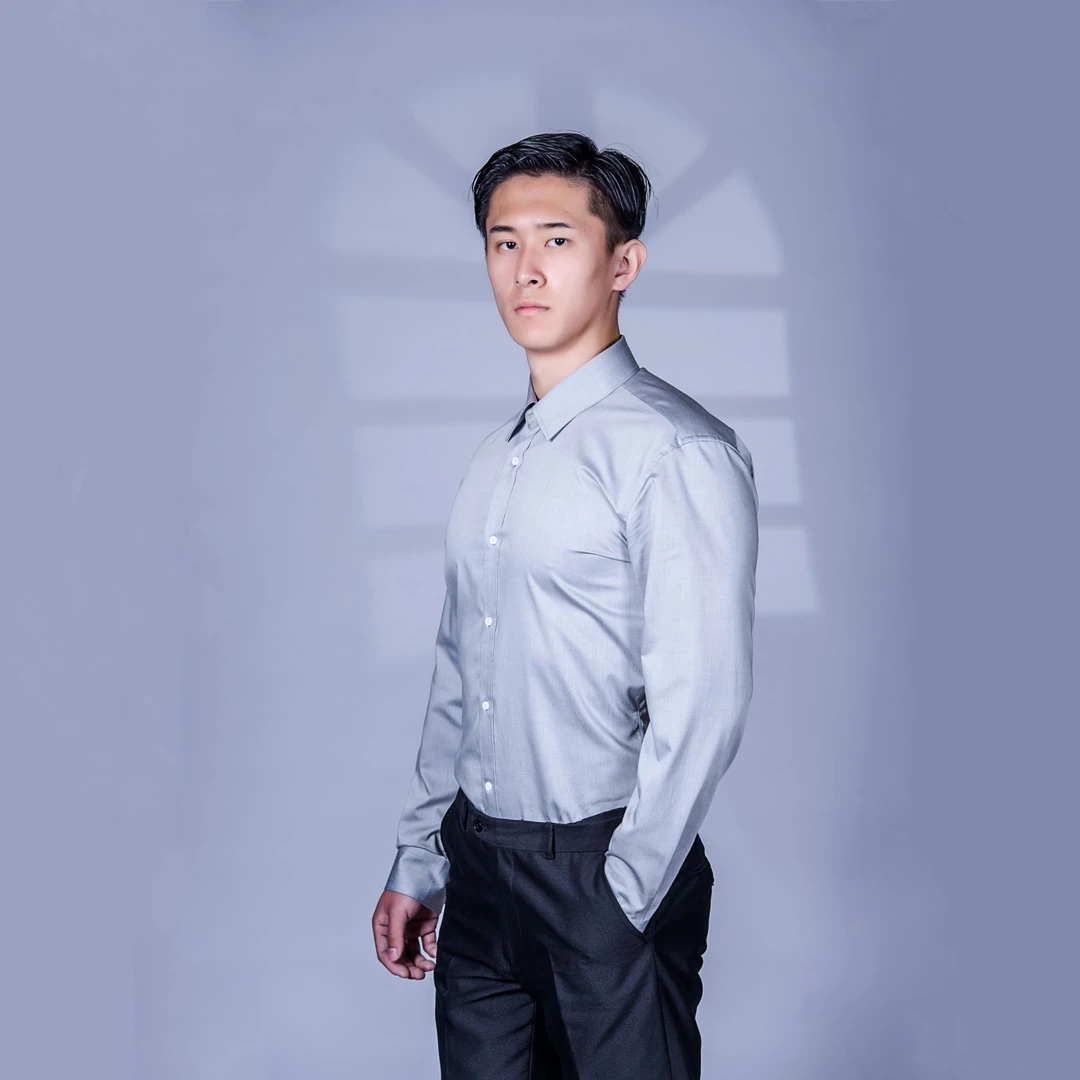 男士纯棉商务灰衬衫四季通勤休闲两穿显瘦时尚气质百搭长袖