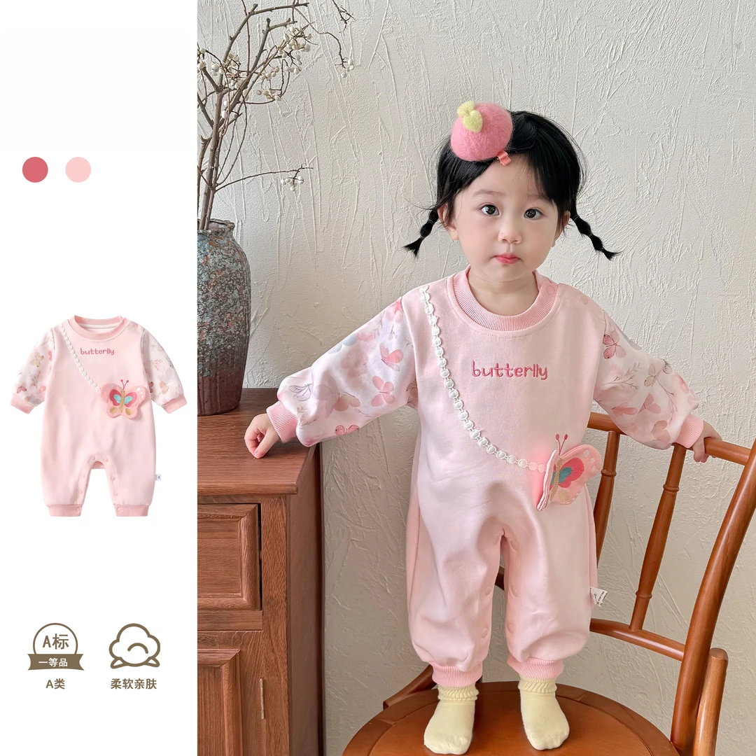 秋季婴儿衣服甜美包屁衣宝宝秋装超萌长袖连体衣女宝早秋洋气爬服
