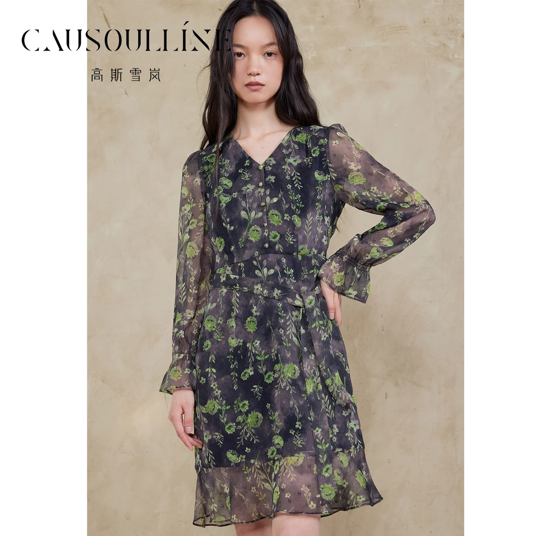 高斯雪岚【秋装新品】设计感性感显瘦洋气连衣裙女25316116