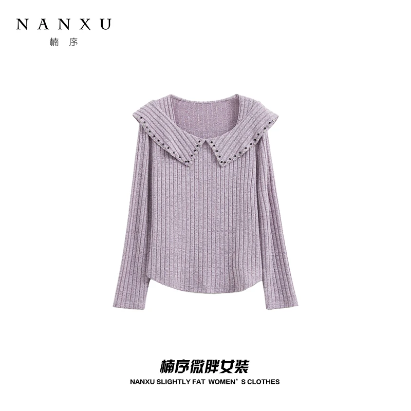 楠序胖mm大码女装 2025秋装新款时尚气质针织小衫上衣女YZ33295