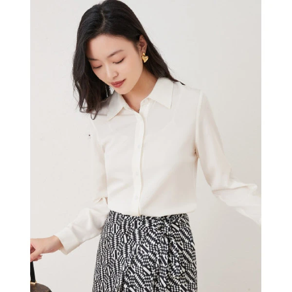 墨枝 气质翻领修身桑蚕丝衬衣CHT242203