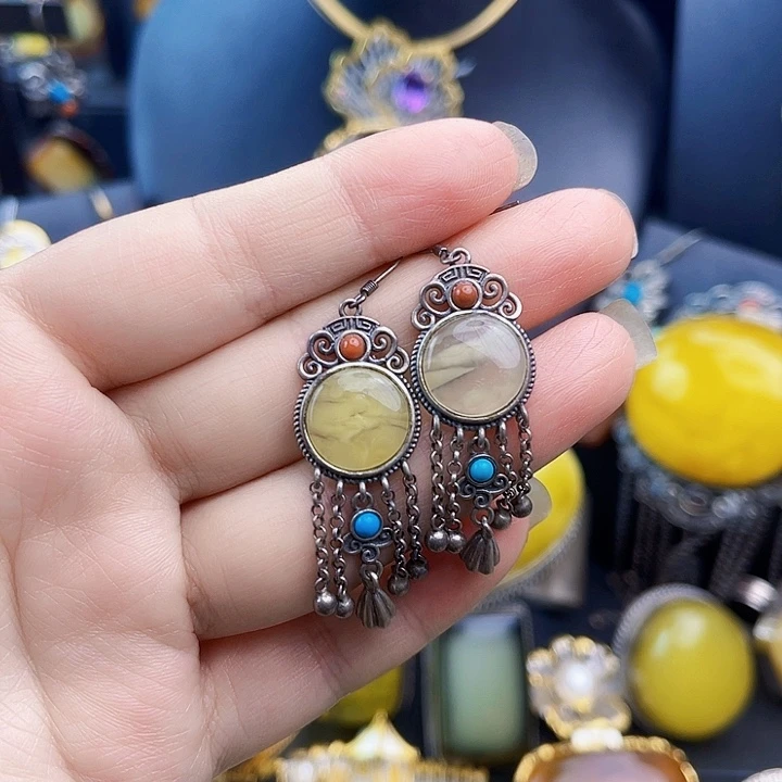 琥珀银S925镶嵌裸石