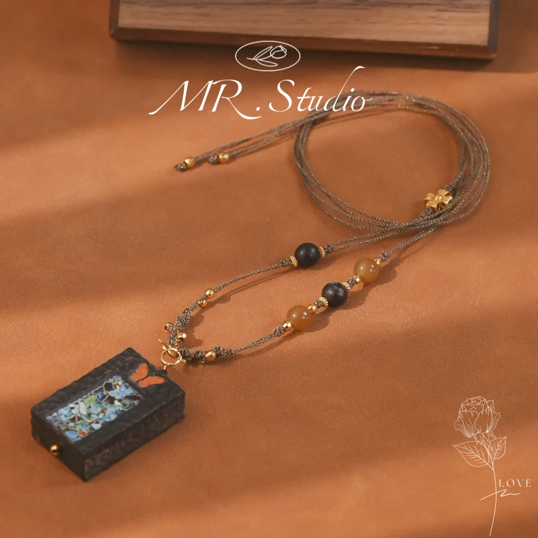 木润【黑檀】天然檀木方牌项链