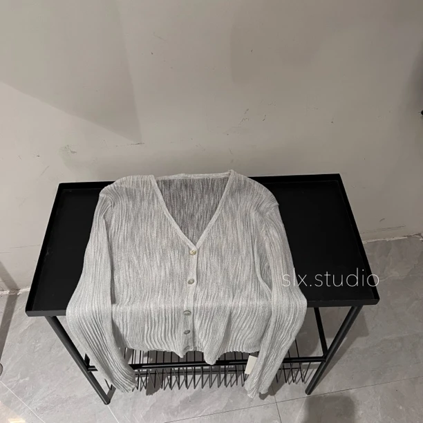 slx@ 6965 贝壳扣针织上衣