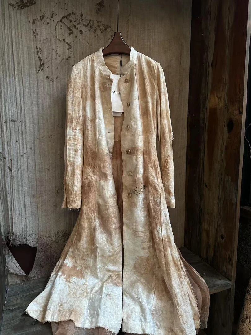 NatureDye 【美侖美奂】AT362616原创设计高级风衣植物染提花外衣