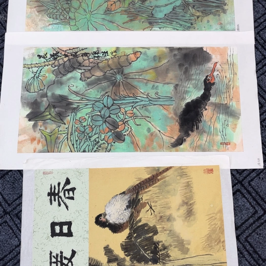 小***啊国画四尺四开花鸟作品