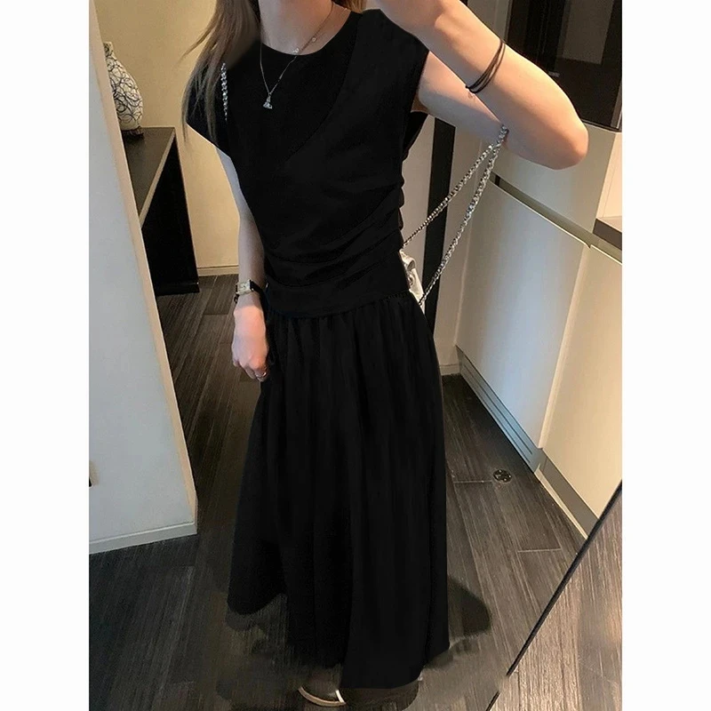 上衣+半身裙/2025夏季新款休闲套装女简约洋气宽松气质显瘦两件套