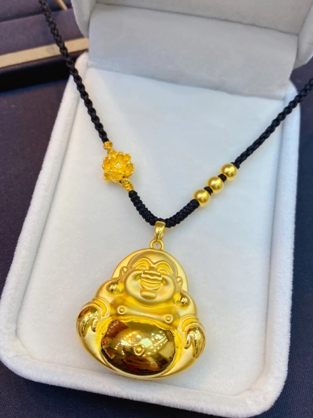 足金999大肚佛编绳项链